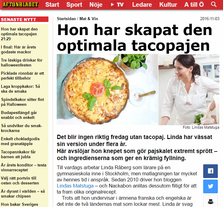 Lindas matstuga Aftonbladet